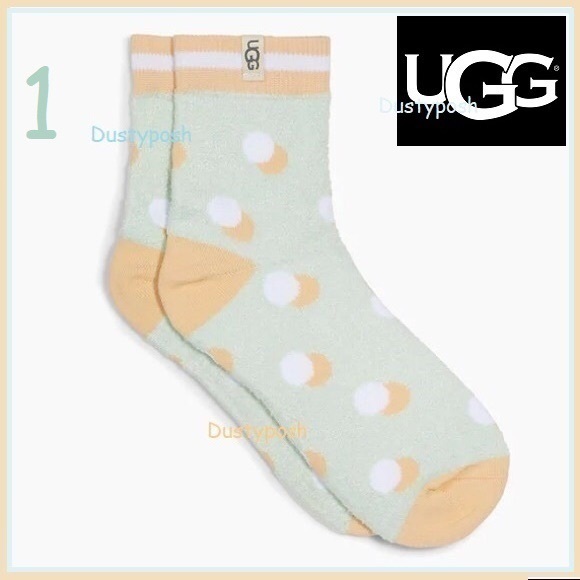 UGG Slouch Crew Socks Boot 2 Pair Peach Red White Cozy Womens Soft Christmas - Picture 4 of 7